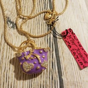 New! Betsey Johnson Purple Purse Necklace
